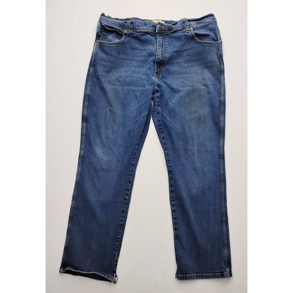 Wrangler Texas Straight Fit Dark Wash Stretch Mens 42x32 Cowboy Western Rodeo